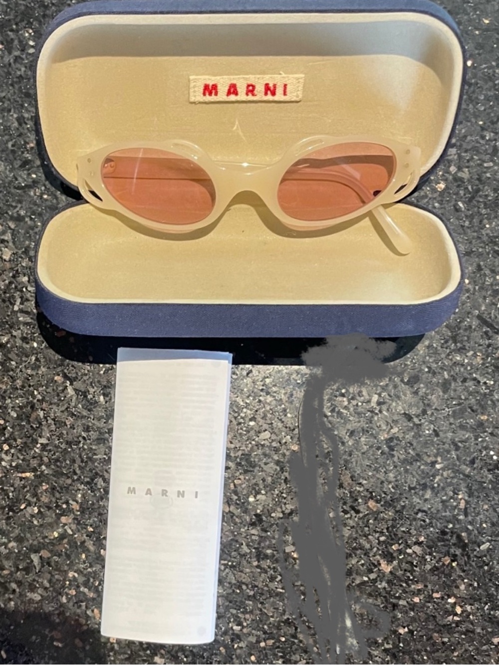 Marni Sunglasses Rose colored Bone frame New in Case Edgy Shape unique
